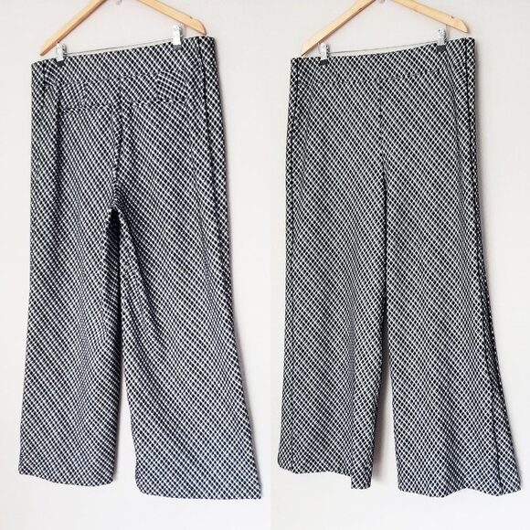 Spanx Super Smooth Perfect Fit Ponte Jacquard Wide Leg Black Plaid Checkered 1X - Picture 6 of 16